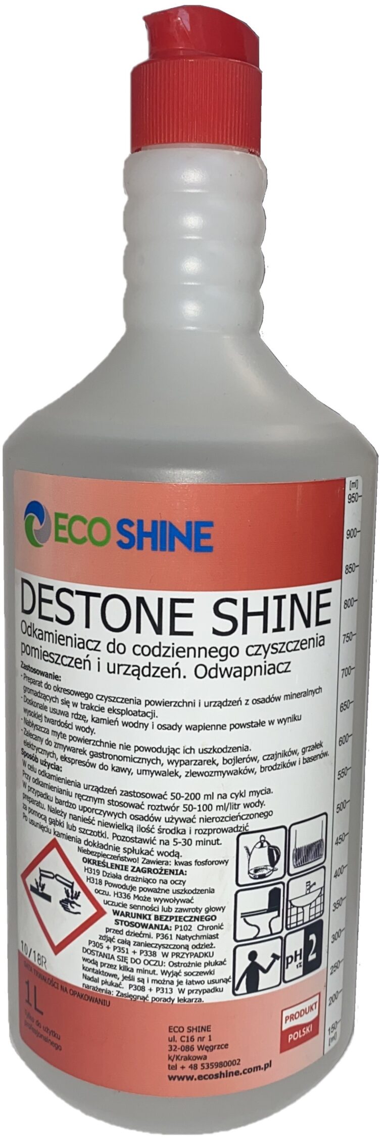 Odkamieniacz, odwapniacz do czyszczeania pomieszczeń i urządzeń DESTONE SHINE 1L