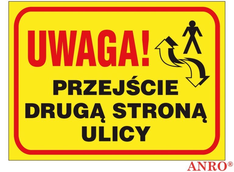 Tablica budowlana Uwaga! Przejście drugą stroną ulicy ZZ-B12 P 250X350