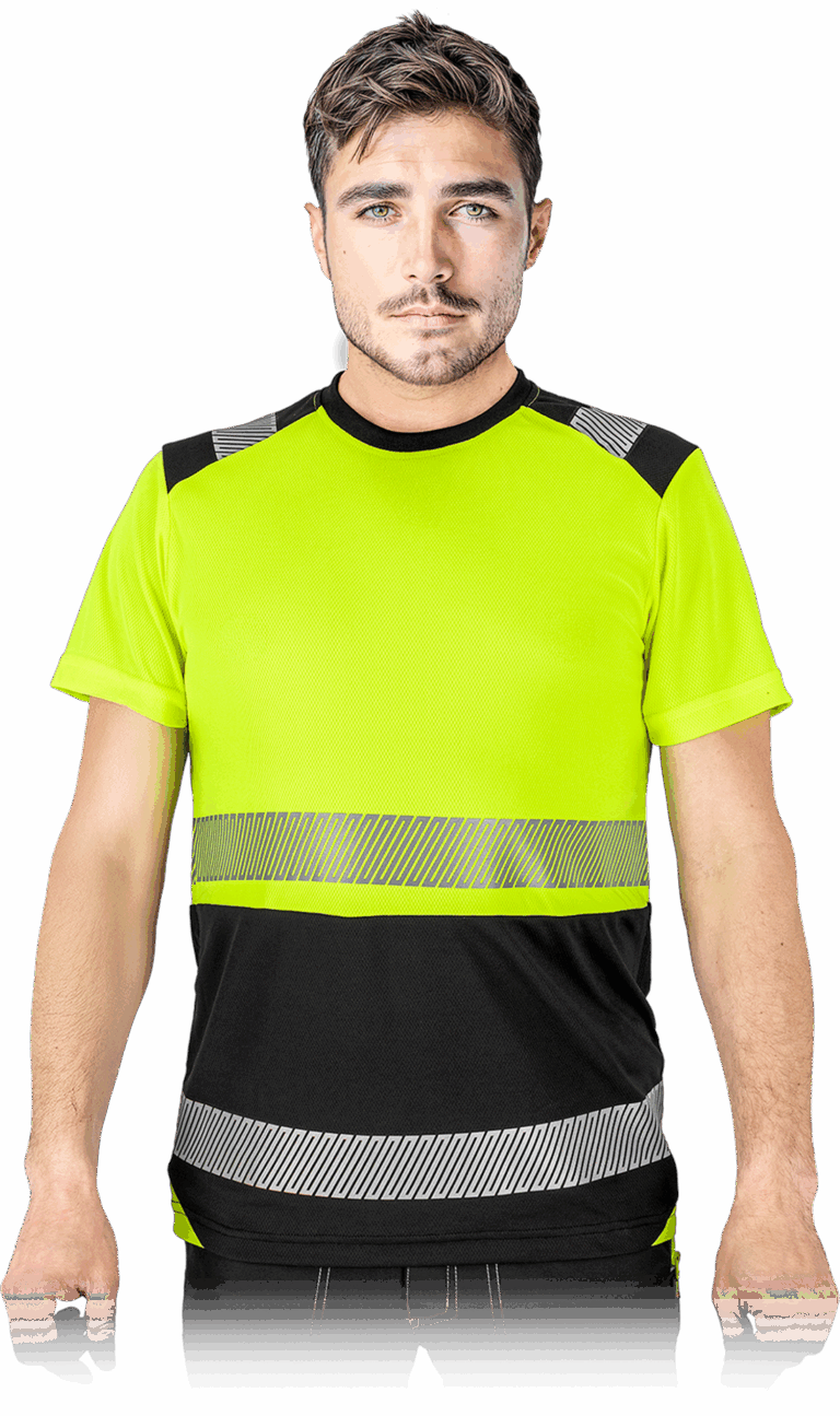 T-shirt ostrzegawczy z siateczki, męski IGUANA